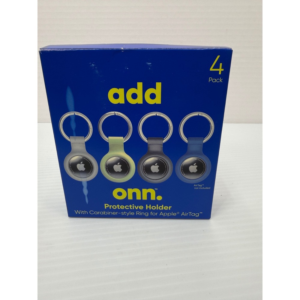 ONN 4-Pack AirTag Protective Holder w/Keychain Silicone/Vegan Leather